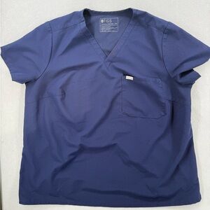 FIGS Women’s Technical Collection Catarina One Pocket Scrub Top Blue Sz 3xl